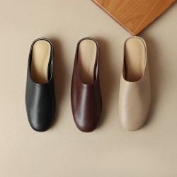 Women's Leather Retro Minimalist Comfort Mule Shoes