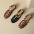 Women's Handmade Leather Round Toe Closed Toe Casual Fisherman Sandals