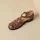 Women's Handmade Leather Round Toe Closed Toe Casual Fisherman Sandals