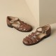 Women's Handmade Leather Round Toe Closed Toe Casual Fisherman Sandals