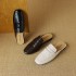 Womens Handmade Vintage Preppy Style Comfort Flat Mule Shoes