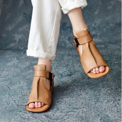Women's Handmade Leather Open Toe Ankle Sandals