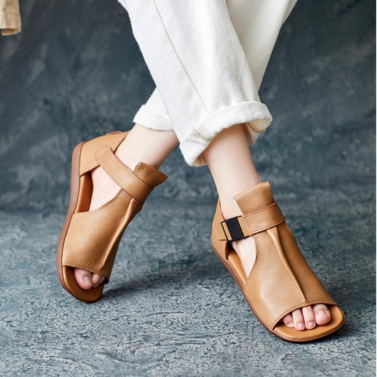 Women's Handmade Leather Open Toe Ankle Sandals
