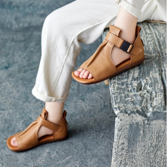 Women's Handmade Leather Open Toe Ankle Sandals