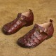 Women's Handmade Leather Woven Casual Closed Toe Buckle Sandals