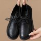 Leather Slip-on Comfort Loafers Lace-up Womens Shoes