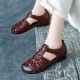 Women's Casual Closed Toe Velcro Flat Leather Sandals