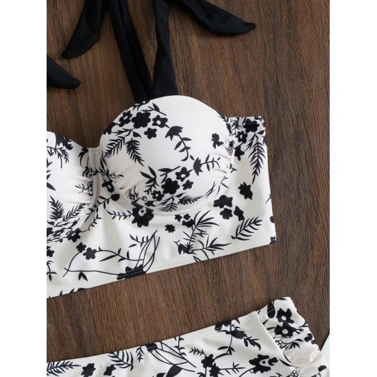 Sexy Lace Up Bowknot Bikini Swimsuit