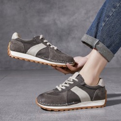 Women's Leather Patchwork Sneakers Comfortable Soles Suede Causal Sport Shoes