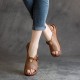 Women's Leather Open Toe Casual Slip On Sandals