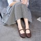 Comfortable Soft Leather Buckle Handmade Retro Flats Womens Shoes
