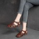 Women's Closed Toe Leather Flat Fisherman Shoes Sandals