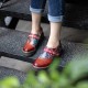 Leather Colorful Flower Patchwork Flat Vintage Boho Brogues Women's Shoes
