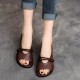 Women's Handmade Cowhide Leather Flat Open Toe Casual Sandals