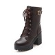 Women Platform Chunky High Heel PU Martin Boots