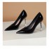 Women's Patent Leather Pointed Toe Stiletto Heels Pumps