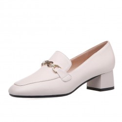 Metal Chunky Low-heel Loafers Shoes for Women
