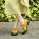 Sheepskin Leather Colorful Patchwork Flat Lace-up Women's Shoes