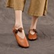 Womens Handmade Bow Comfort Pointed Toe Cowhide Leather Flats