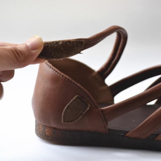 Women's Leather Hand-Woven Velcro Flat Sandals