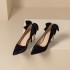 Women's Thin High Heel Bow Rhinestone Tassel Prom Party Pumps