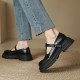 T-Buckle Platform Leather Comfortable Low Heel Women's Shoes