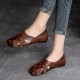 Women's Handmade Leather Retro Weaving Round Toe Summer Flat Sandals