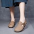 Women Retro Flat Buckle Slip On Shoes