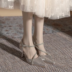 Women's Pointed Toe Fine High Heel Glittering Prom Wedding Shoes