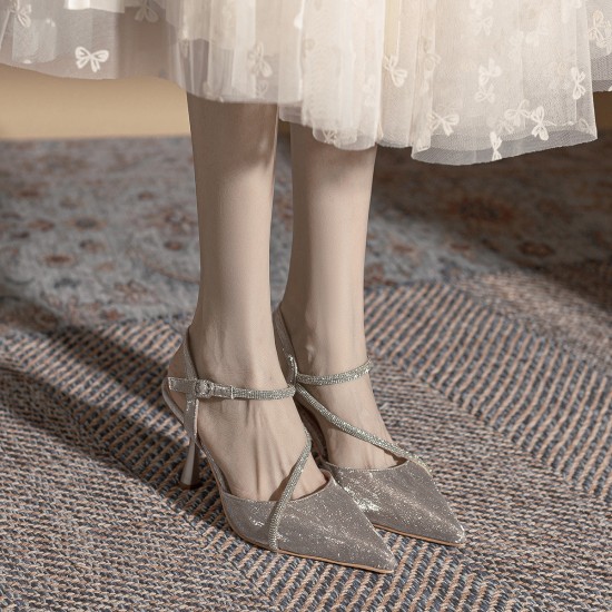 Women's Pointed Toe Fine High Heel Glittering Prom Wedding Shoes