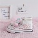 Kids Cartoon Pattern Velcro High Top Canvas Kawaii Girls Shoes