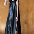 Womens Drape A-line Sleeveless PU Long Dress