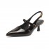 Summer Pointed Toe Patent Leather Slingback Stylish Kitten Heel Sandals
