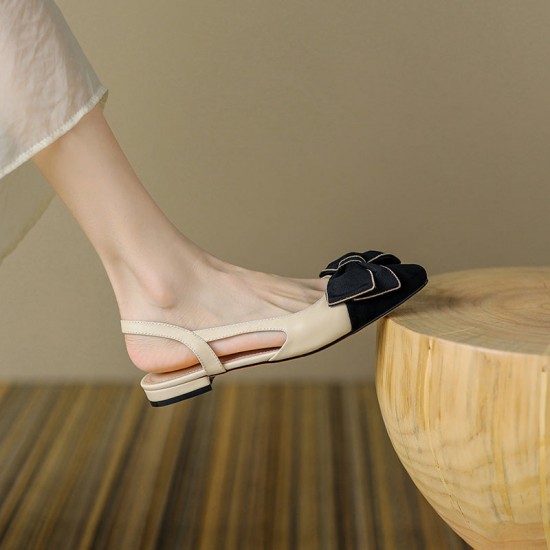 Women Summer Elegant Bowknot Slingback Flat Sandals