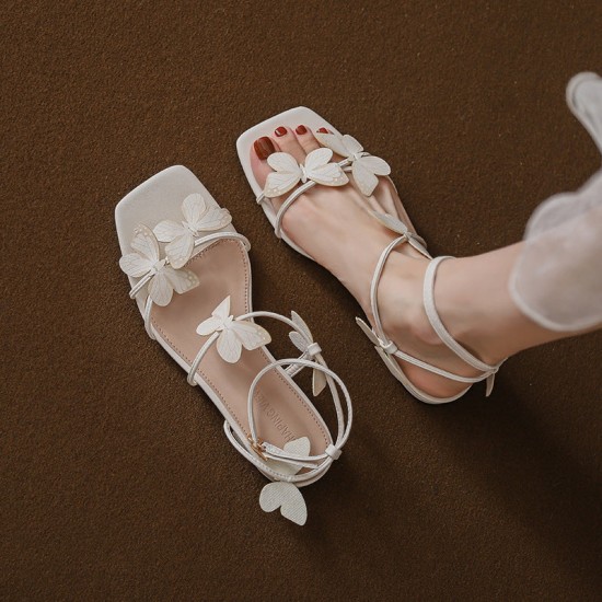 Women Summer Wedding Three-dimensional Bow Decoration Romantic Style Sandals