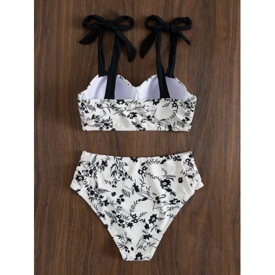 Sexy Lace Up Bowknot Bikini Swimsuit