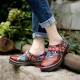 Leather Colorful Flower Patchwork Flat Vintage Boho Brogues Women's Shoes