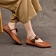 Womens Handmade Bow Comfort Pointed Toe Cowhide Leather Flats