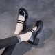 Double Buckle Leather Square Heel Mary Jane Women's Shoes