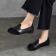 Vintage Literary Handmade Leather Round Toe Patchwork Flat Shoes Women's Shoes