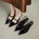 Summer Pointed Toe Patent Leather Slingback Stylish Kitten Heel Sandals