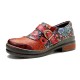 Leather Colorful Flower Patchwork Flat Vintage Boho Brogues Women's Shoes