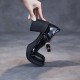 Women's Black Leather Chunky Heel Mary Jane Shoes