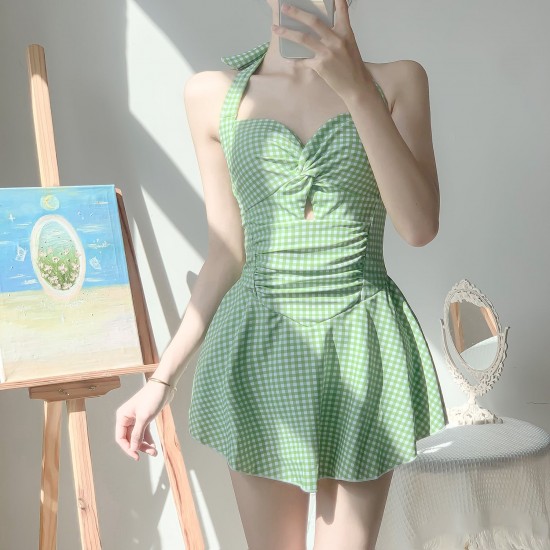 Soft Girl Aesthetic Hanging Neck Halter Swimsuit