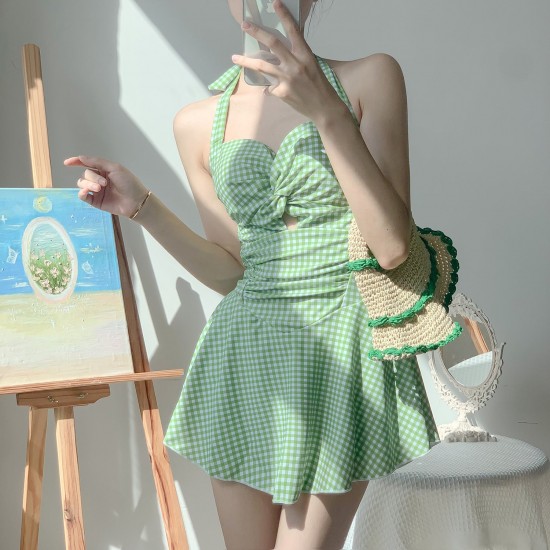 Soft Girl Aesthetic Hanging Neck Halter Swimsuit