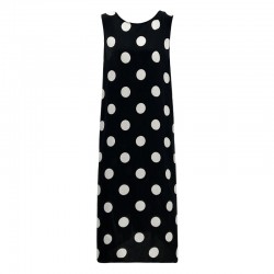 Linen Backless Drawstring Polka Dot Dress Sleeveless Long Dress