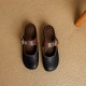 Women's Handmade Retro Leather Round Toe Comfortable Flat Mule Shoes
