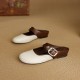 Women's Handmade Retro Leather Round Toe Comfortable Flat Mule Shoes