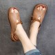Women's Leather Open Toe Casual Slip On Sandals