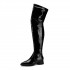 Thigh High Boots No Heel Women Patent Leather Elastic Boots Plus Size